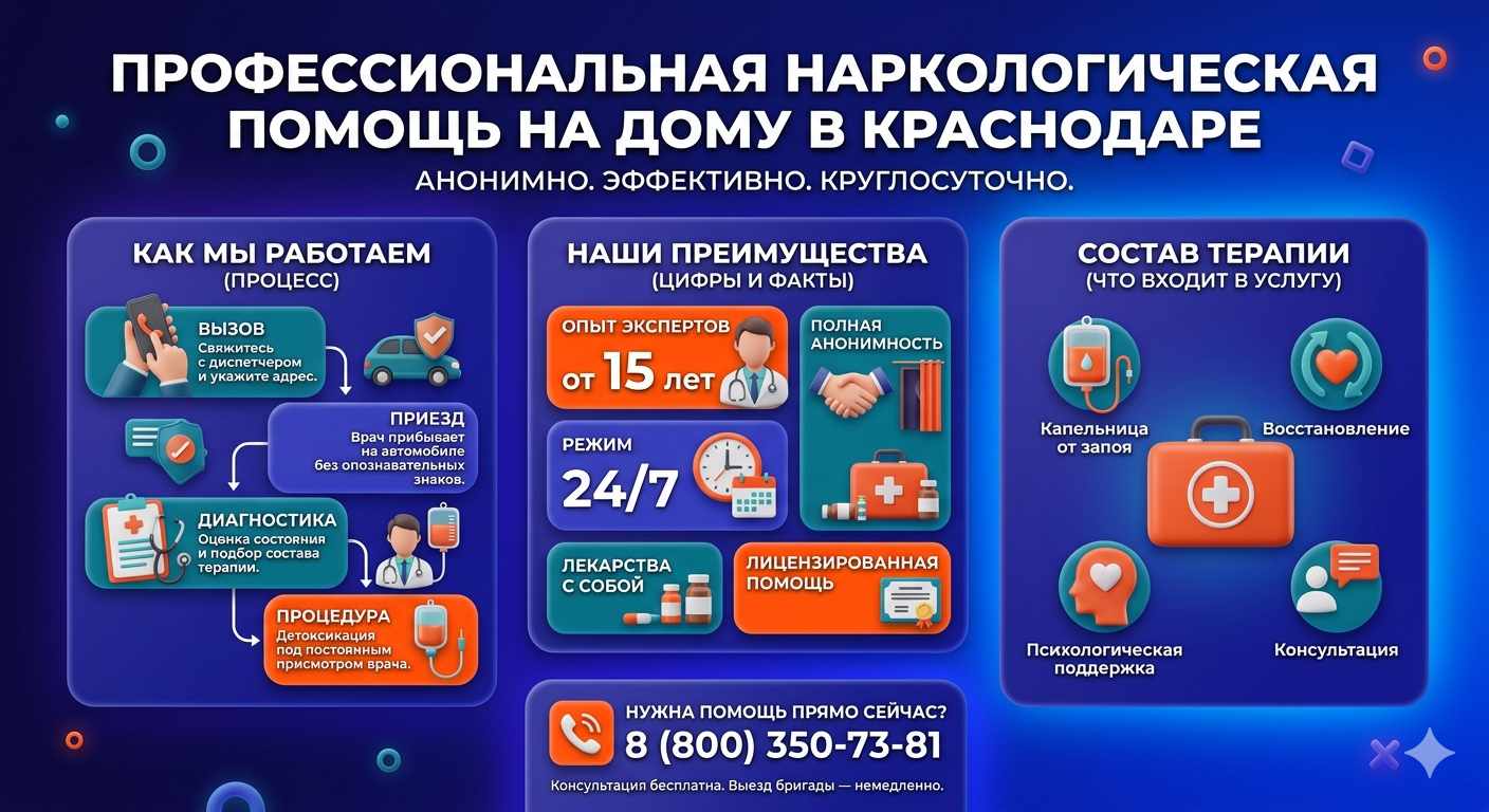 Инфографика о принципах лечения алкоголизма на дому в Аткарске: этапы вызова нарколога, преимущества анонимной детоксикации и состав медицинской помощи.